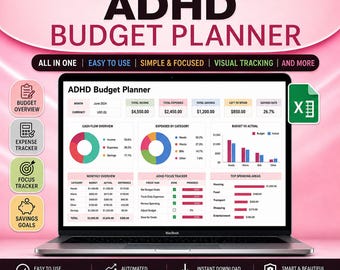 Planificador de presupuesto definitivo para personas con TDAH en Google Sheets, totalmente automatizado/rastreador de facturas mensuales, nómina semanal, herramienta para saldar deudas, fácil de usar.