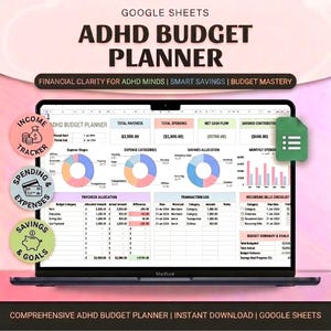 Ultimate ADHD-Friendly Budget Planner Google Sheets  Fully Automated| Monthly Bill Tracker, Weekly Paycheck, Debt Payoff Tool, Easy-to-Use