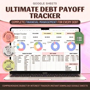 Debt Payoff Tracker| Snowball Avalanche Calculator| Credit Card Tracker| Home Loan| Student Loan| Debt off Planner (Google Sheets & Excel)
