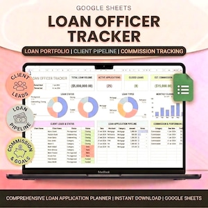 Loan Officer tracker Spreadsheet Bundle |Mortgage Pipeline Tracker| CRM  Loan Processing Templates digital download(Google sheet& excel)