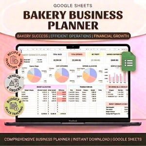 Hoja de cálculo para planificación de negocios de panadería / Plantilla para calcular el costo de las recetas / Formulario de pedido para panaderos caseros y pequeños negocios de panadería / Hojas de cálculo de Google