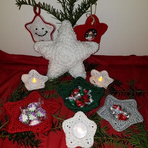 Crochet Star PATTERN - Make Them All - Star Tealight Holder - Star Ornament - Star Pillow - Star Candy Dish - Crochet Christmas Stars
