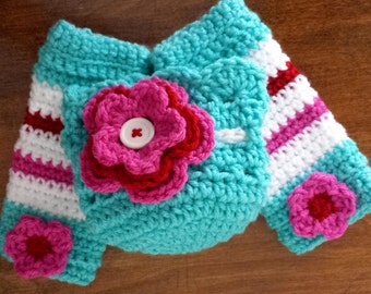 Leg Warmers and Hat with Flowers crochet Pattern, Newborn to 12 months