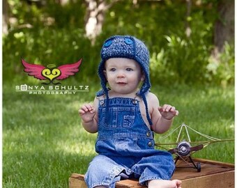 Aviator Hat crochet Pattern, photo prop, Newborn to Adult