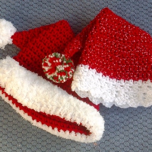 Gorro de Papá Noel, patrón de crochet, accesorio navideño, gorro navideño, todos los tamaños.