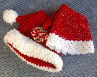Santa hat, crochet pattern, Christmas prop, holiday hat, all sizes.