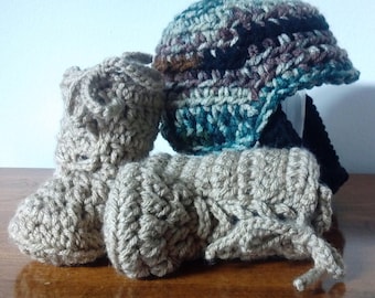 Combat Hat and combat boots military set crochet Pattern, Newborn and 1-3 months