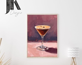 Espresso Martini Pink Art Print | Chic Kitchen, Bar Poster (Digital Download & Physical Print)