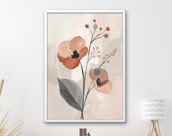 Flower Print | Minimalist Floral Wall Art Print  | Abstract Modern Boho Artwork Poster Design