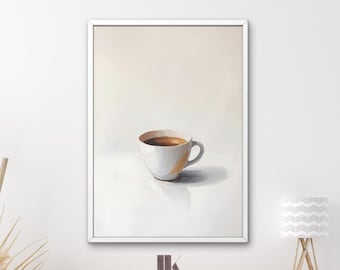 Impresión artística minimalista de taza de café / Decoración de cocina de cafetería