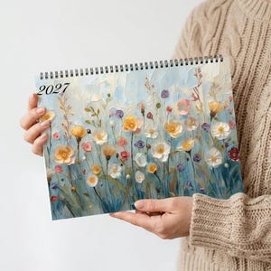 Vildblomskalender 2027 – Färgglad blommig väggkalender, present till blomsterälskare