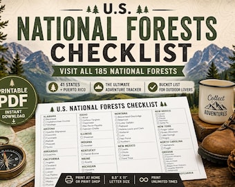 U.S. National Forests Checklist – States Printable Adventure Tracker (PDF Download)