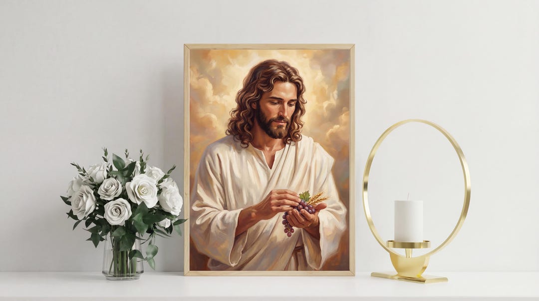 Jesus Christ Communion Wall Art Print, Christian Religious Poster ...