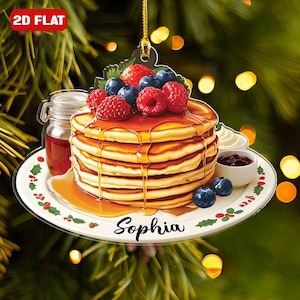 Personalized Pancake Christmas Ornament Foodie Lover Food Breakfast Gift Mom 2D