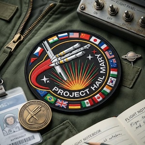 Project Hail Mary Embroidered Patch - Multinational Space Mission Badge - Iron On Sci-Fi Book Merch for Jackets & Backpacks - Space Art Gift