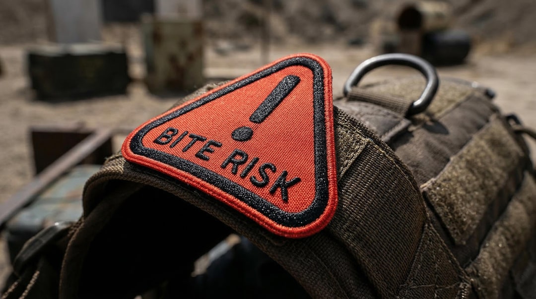 Bite Risk Warning Embroidered Patch - Orange Tactical Caution Iron-on ...