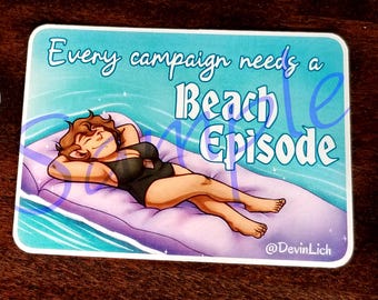 Beach Episode - Relaxing - D&D Sticker [Human-made art, No A.I.]