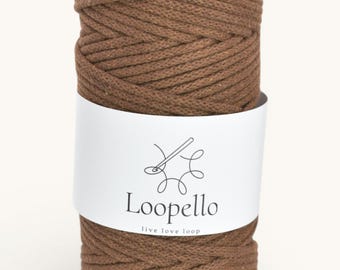 Sznurek bawełniany Loopello PRO Brown 5 mm, 100 metrów - pleciony sznurek bawełniany z rdzeniem poliestrowym
