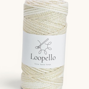 Loopello Cordón de algodón Oro Natural 3mm, 100 metros - Cordón de algodón trenzado