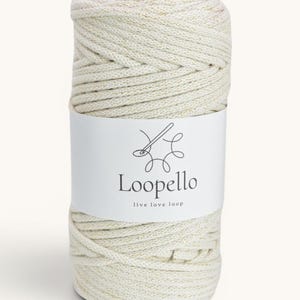 Loopello PRO Cordón de algodón Natural dorado 5 mm, 100 metros – Cordón de algodón trenzado con núcleo de poliéster