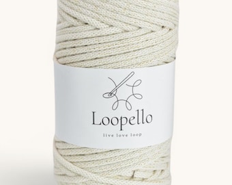 Sznurek bawełniany Loopello PRO Natural Gold 5 mm, 100 metrów - pleciony sznurek bawełniany z rdzeniem poliestrowym
