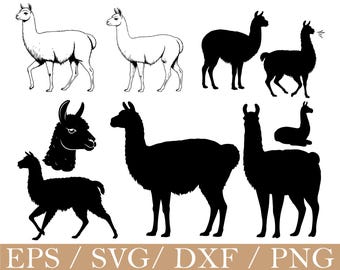 Llama Svg, Llama Silhouette, Dxf, Png