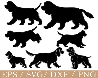 Cocker Spaniel Silhouette SVG, PNG, DXF (Digital Download)