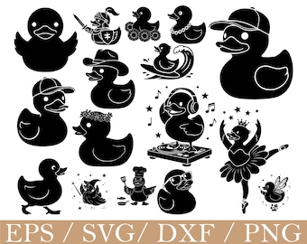 Rubber Duck Silhouette SVG, PNG, DXF Clipart (Digital Download)