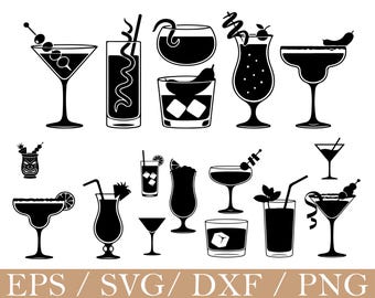 Cocktail Svg, Cocktail Silhouette, Dxf, Png