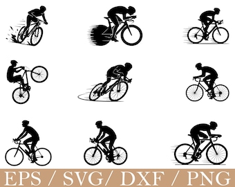 Cyclist in Motion Svg, Dxf, Png