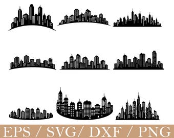 Apartment Skyline Svg, Skyline Silhouette, Dxf, Png