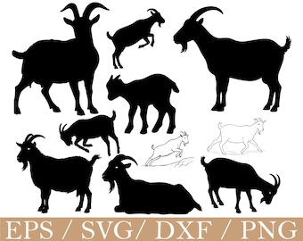 Cabra Svg, Silueta de cabra, Dxf, Png