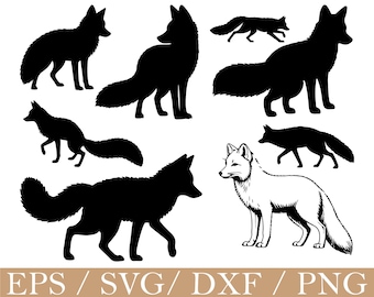 Fox Svg, Fox Silhouette, Dxf, Png
