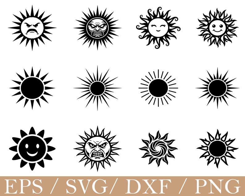 Sun Rays Dxf Sun Icon Svg, Sun Silhouette, Dxf, Png - Etsy