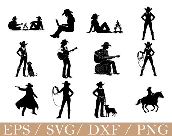 Cowgirl Svg, Cowgirl Silhouette, Dxf, Png