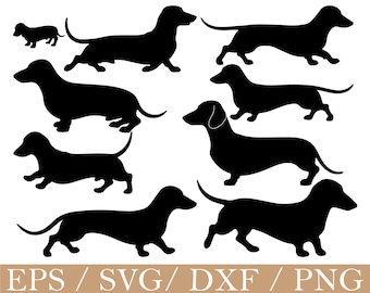 Dachshund Dog Silhouette SVG, PNG, DXF (Digital Download)