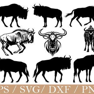 Silueta de ñu, SVG, DXF, PNG