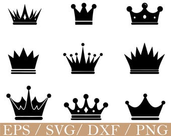 Crown Icon Svg, Crown Silhouette, Dxf, Png