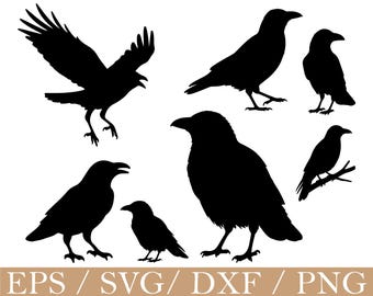 Crow Svg, Crow Silhouette, Dxf, Png
