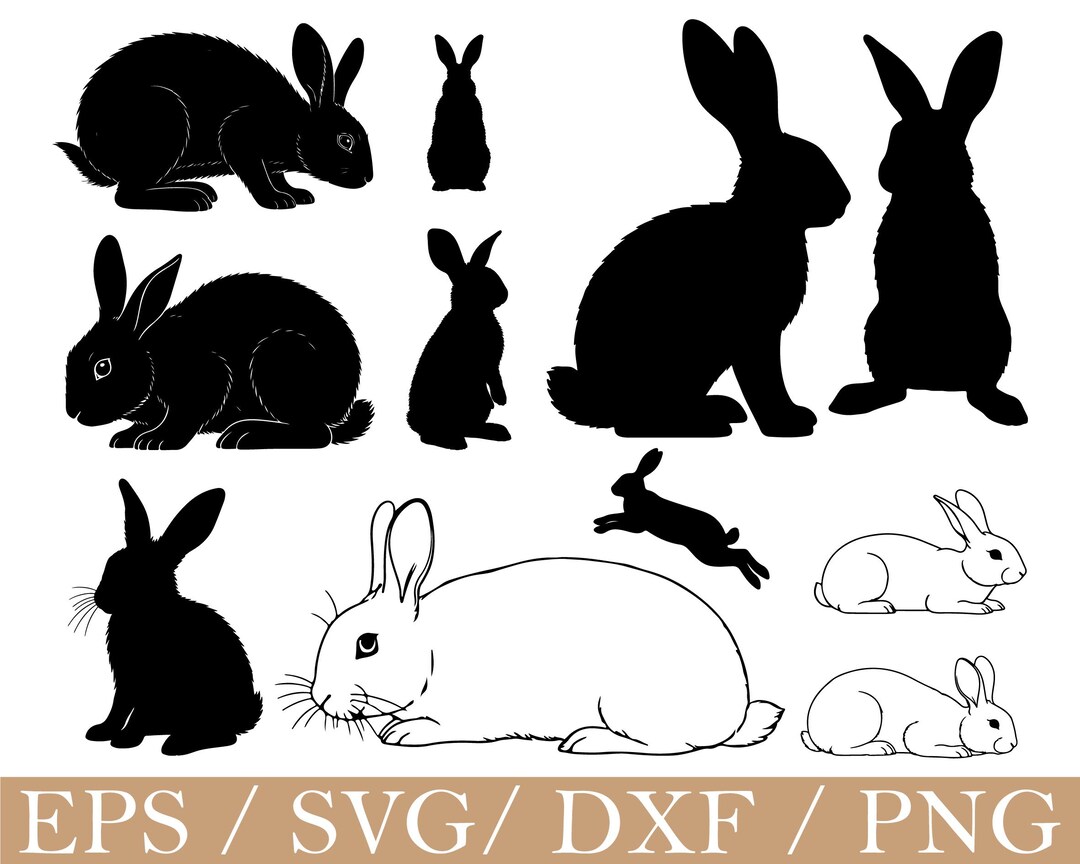 Rabbit Svg, Rabbit Silhouette, Dxf, Png - Etsy