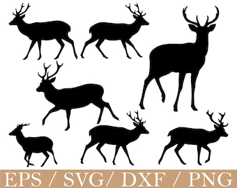 Sika Deer Svg, Deer Silhouette, Dxf, Png
