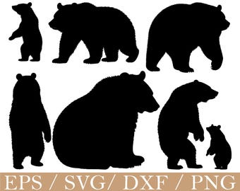 Asiatischer Schwarzbär-Silhouette, Wildtier-Clipart (SVG, DXF, PNG)