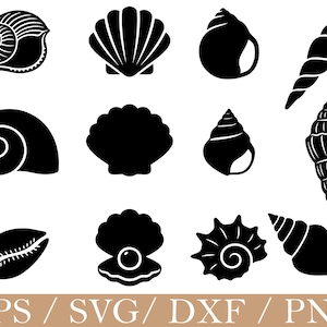 Image showcasing Seashells Svg, Seashells Silhouette, Dxf, Png - Etsy