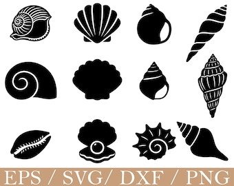 Seashells Svg, Seashells Silhouette, Dxf, Png