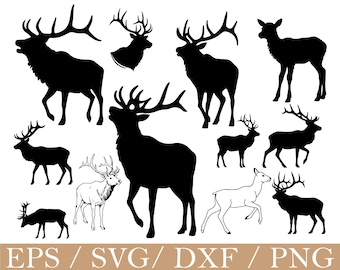 Elk Svg, Elk Silhouette, Dxf, Png