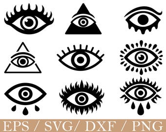 Evil Eye Svg, Evil Eye Silhouette, Dxf, Png