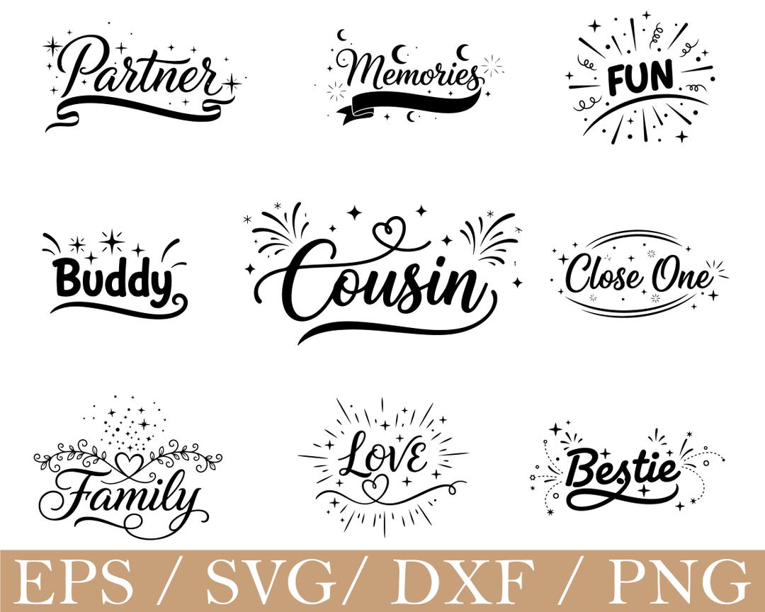 Cousin Typography Svg, Bestie, Buddy, Dxf, Png - Etsy