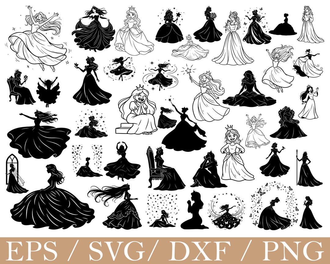 Princess Mini Svg Princess Svg, Dxf, Png - Etsy
