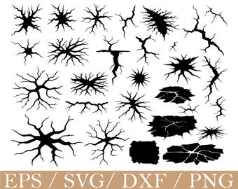 Cracks and Fissure Svg, Cracks Silhouette, Dxf, Png