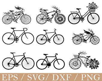 Bicycle Svg, Bicycle Silhouette, Dxf, Png